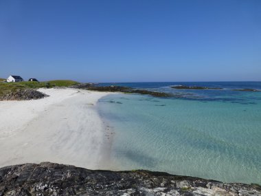 Caolas'daki kumlu plaj, Tiree Isle, İskoçya