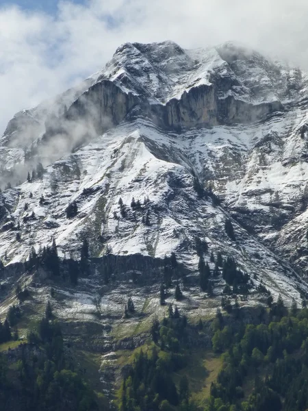 Neve empoeirada montanha acima de Brienzersee, Suíça — Fotografia de Stock