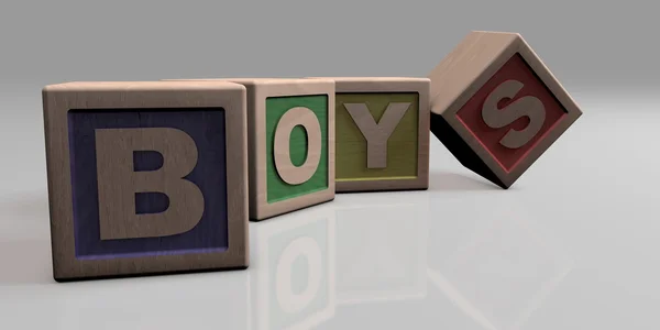 BOYS written with wooden blocks — Stock Photo, Image