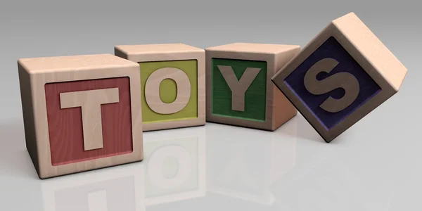 TOYS escrito com blocos de madeira — Fotografia de Stock