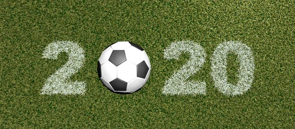 Травяной шрифт с мячом 2020 — стоковое фото