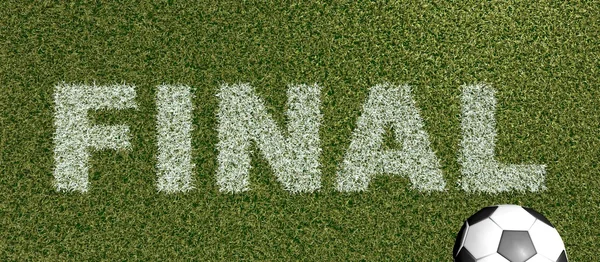 Finále - tráva písmena na fotbalové hřiště — Stock fotografie