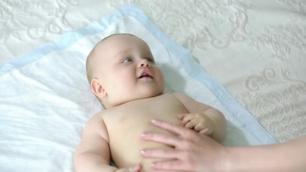 Portrait of an infant. Six-month-old boy. — Stock Video