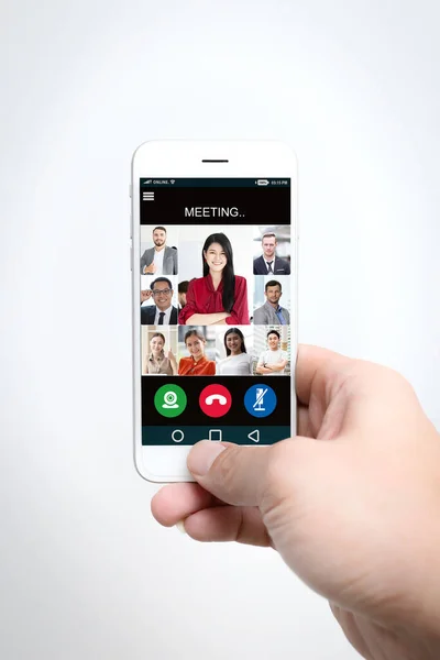 Aplicación Para Teléfonos Inteligentes Que Utiliza Videollamadas Negocios Llamadas Internet — Foto de Stock
