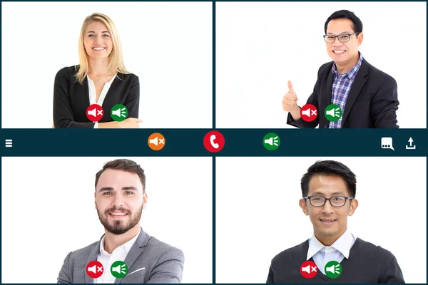 Online Meeting Screen Business Team Internet Video Conference Calling Application — Fotografia de Stock