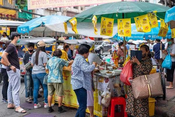 Les Gens Achètent Nourriture Végétarienne Yaowarat Festival Bangxochinatown Rue Magasin — Photo