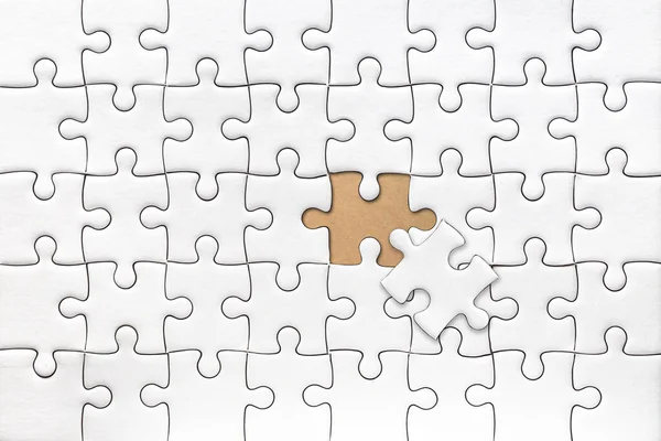 White Blank Jigsaw Puzzle Last Piece Solve Pattern Texture Graphics — Stock Photo, Image