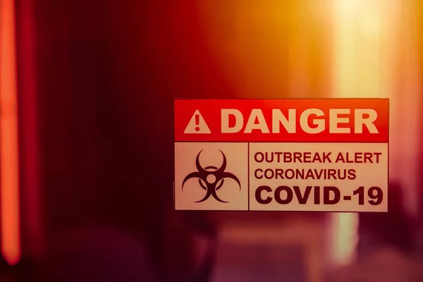 Vírus Perigo Corona Covid Alerta Área Surto Coronavirus Etiqueta Tom — Fotografia de Stock
