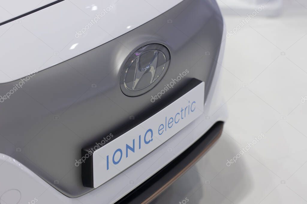 Hyundai IONIQ Electric car in hybrid, plug-in hybrid, and all-electric version South Korea manufactured by hyundai. 12 December 2020, Bangkok, THAILAND.