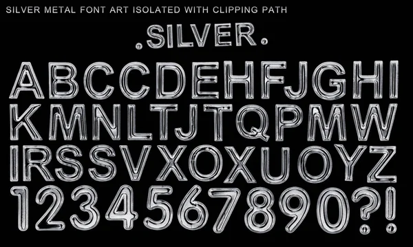 Silver Typsnitt Metallic Stål Typ Lyx Stil Text Alfabetet Isolerad — Stockfoto