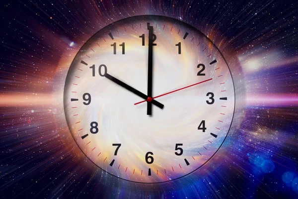 Espacio Tiempos Tiempo Del Reloj Con Espacio Galaxia Velocidad Luz — Foto de Stock