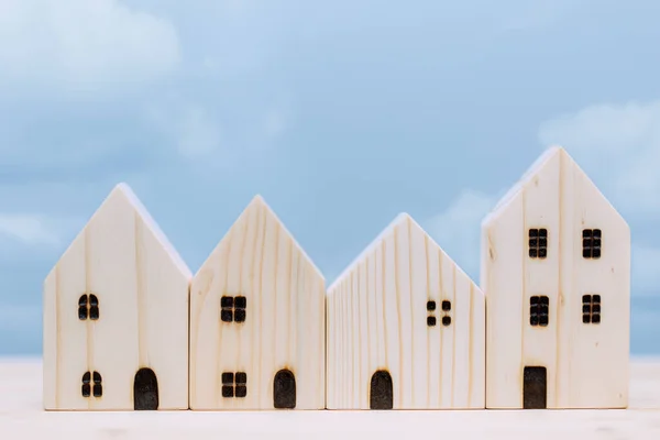 Wooden Home Small Model Blue Sky Village Good House City — Stock Photo, Image