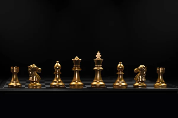 Řada Šachové Figurky Použité Při Hraní Šachové Hry Business Play — Stock fotografie