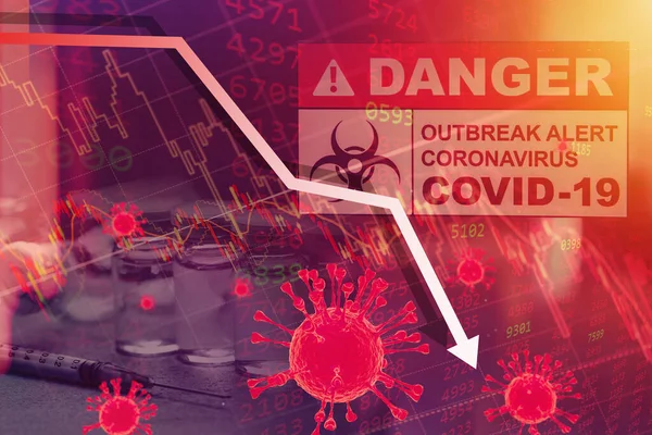 Economic recessions financial down impact from Corona virus (COVID-19) Pandemic and business lockdown graphic design concept.