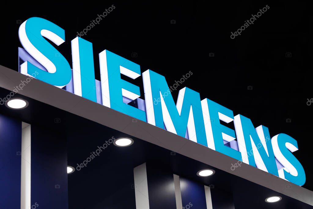 Siemens AG Brand logo, German multinational technology focused on industrial automation, building transport and health and energy technology. 10 September 2025, Bangkok, THAILAND.