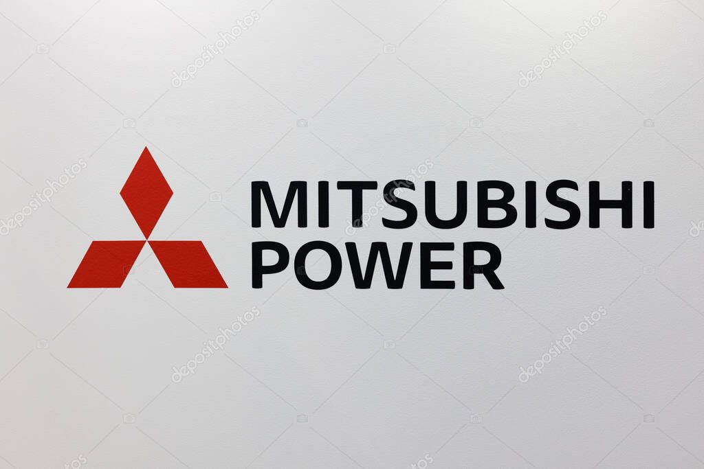 Mitsubishi Power Brand logo, Mitsubishi Group, Japanese multinational technology motors and heavy industry and power energy solution. 10 September 2025, Bangkok, THAILAND.