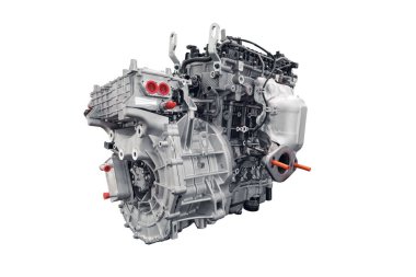 EHV motor bloğu, Hibrit Elektrikli Araçlar Motoru bloğu, entegre elektrik motoru beyaz arka planda kırpma yolu ile izole edilmiş