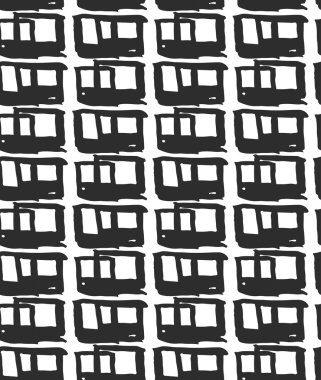 Rodos ile vektör dikişsiz desen. Fırça yaymalar kullanılarak yapılan soyut arka plan. Tek renkli el çizilmiş doku. Trendy hipster baskı. Modern grafik tasarım. Kare desen mürekletmek.