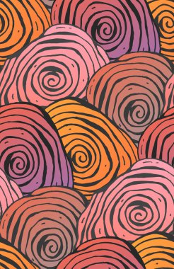 Dikişsiz el çizilmiş karalama deseni. Renkli vektör dalgalı arka plan. Parmak izi stili .