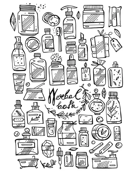 Vector hand drawing line icons set of Luxury Bubble Bath — стоковий вектор