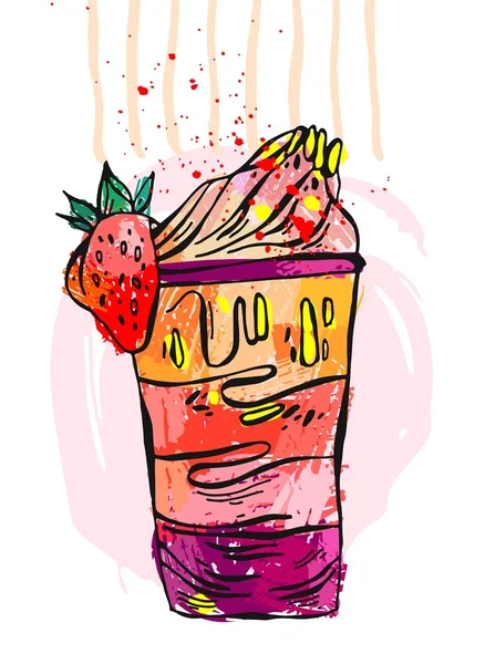 Hand getekende vector getextureerde milkshake illustratie. — Stockvector