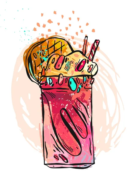 Illustration de milkshake texturé vectoriel dessiné à la main — Image vectorielle