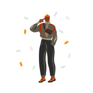 El çizimi vektör soyut stok grafik çizimi beyaz arka planda izole edilmiş siyah Afrikalı Amerikan güzellik adam portresi ile