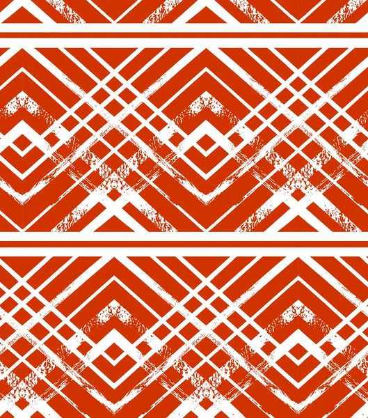 Hand drawn vector abstract geometric red Christmas decoration ornament seamless pattern with strokes texture.Holidays concept.Abstract geometric pattern.Ethnic tribal fashion fabric pattern — Stock Vector