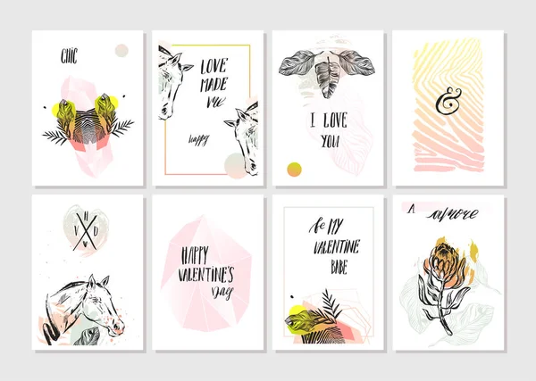 El yapımı, soyut grafik, alışılmadık kabile egzotik kartları. Beyaz arka planda izole edilmiş pastel renklerde koleksiyon. İş, tatil, dekorasyon ve günlük için eşsiz kart tasarımı.