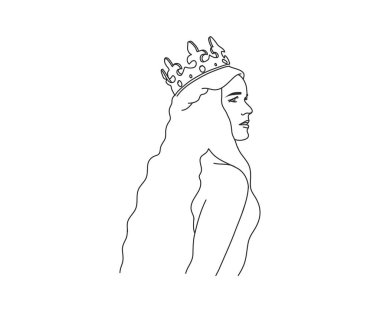 El çizimi vektör soyut düz grafik çizimi logo elementleri, altın kaplama kutsal çizgili kadın sanat simgesi markalaşma için sade, beyaz arkaplan üzerinde izole