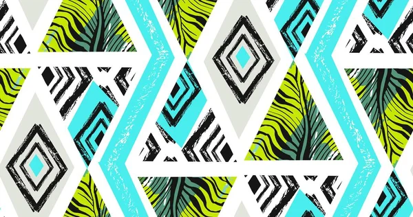 Collage Motif Tropical Sans Couture Texturé Main Levée Abstrait Vectoriel — Image vectorielle