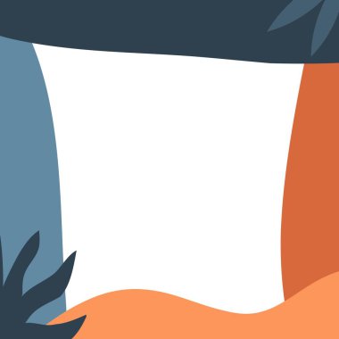 El çizimi vektör soyut stok grafik illüstrasyon sanat arka planı, modern kolaj doğası sanatsal çerçeve baskı şablonu boho şekilleri ve siluetleri