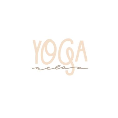 El çizimi vektör soyut stok grafik bohem klibi çizimi beyaz arka planda izole yoga kavramı. Yoga zamanı el yazısı harfleri.