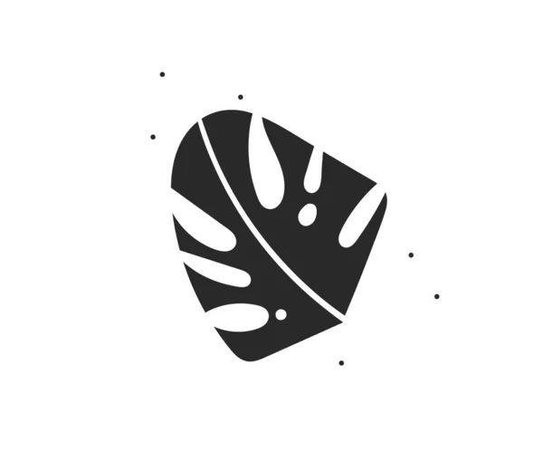 Handgezeichnet Vektor abstrakt Stock flache grafische Illustration mit Logo-Element von tropischen, schwarzen exotischen Palmblättern Silhouettenkunst in einfachem Stil für Branding, isoliert auf weißem Hintergrund — Stockvektor