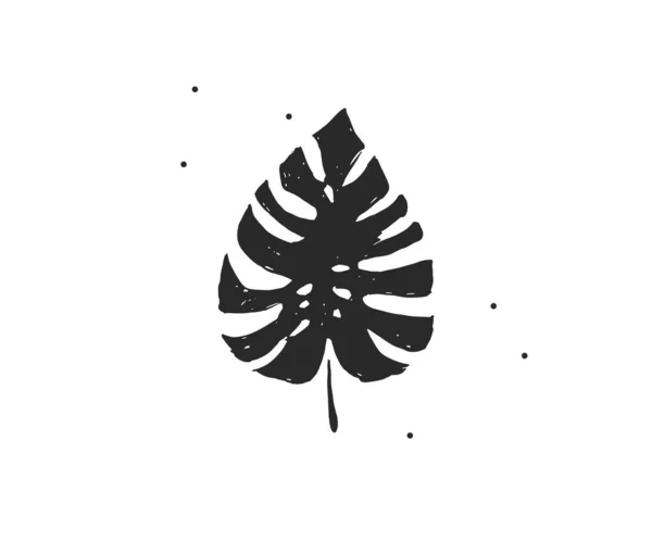 El çizimi vektör soyut düz grafik çizimi tropikal, siyah palmiye yapraklarının logo elementi siluet sanatı basit stil markalaştırma için, beyaz arka planda izole — Stok Vektör