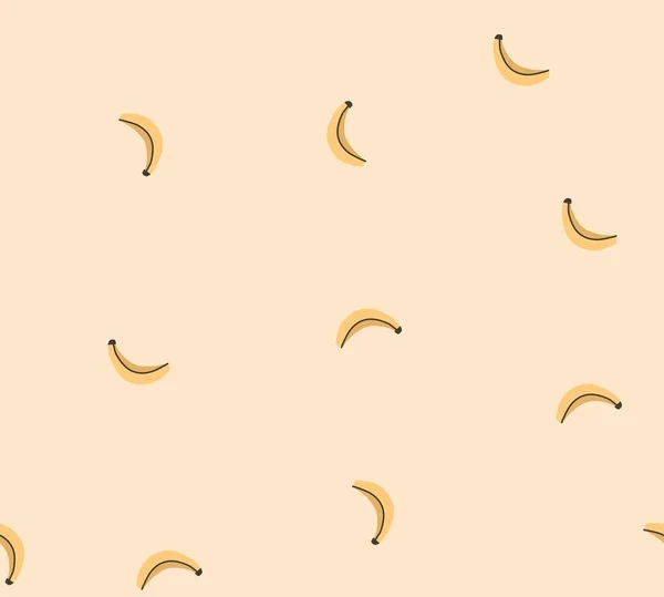 Ручной рисунок вектор абстрактный фондовый графический летом мультфильм, минималистический стиль иллюстрации плавный узор с тропическим экзотическим пляжем, желтый банан фрукты изолированы на цветном фоне. — стоковый вектор
