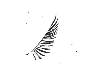 El çizimi vektör soyut düz grafik çizimi tropikal, siyah palmiye yapraklarının logo elementi siluet sanatı basit stil markalaştırma için, beyaz arka planda izole.