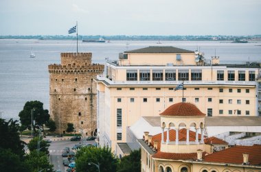 Thessaloniki, Yunanistan - 27 Mayıs 2015: Beyaz Kule'ye Thessaloniki, Yunanistan