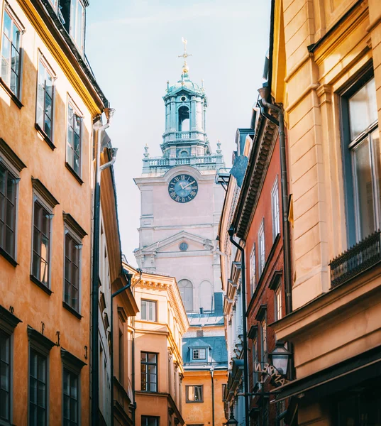 Cathedral of Saint Nicholas Storkyrkan Bell Tower, Stockholm, Sverige — Stockfoto