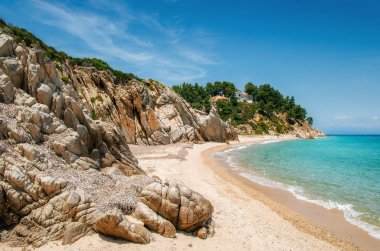 Vahşi Beach'te Vourvourou, Sithonia, Yunanistan