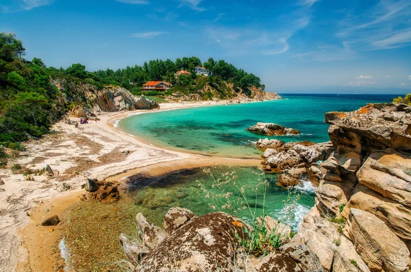 Vahşi Beach'te Vourvourou, Sithonia, Yunanistan