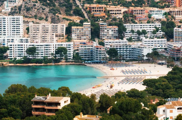 Widok z lotu ptaka Santa Ponsa i plaży, Mallorca — Zdjęcie stockowe