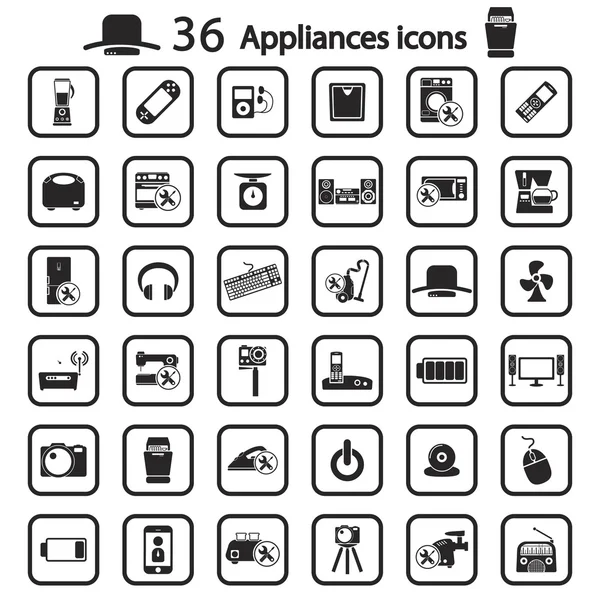 Grandes aparatos iconos conjunto — Vector de stock