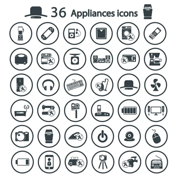 Grandes aparatos iconos conjunto — Vector de stock