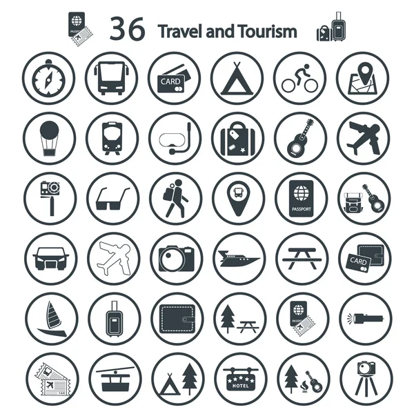 Resor och turism ikon set — Stock vektor
