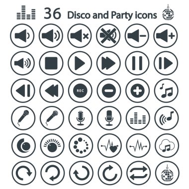 Disko ve parti Icon set