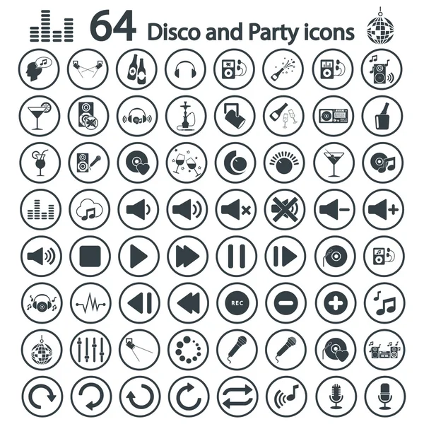 Juego de iconos de discoteca y fiesta — Vector de stock