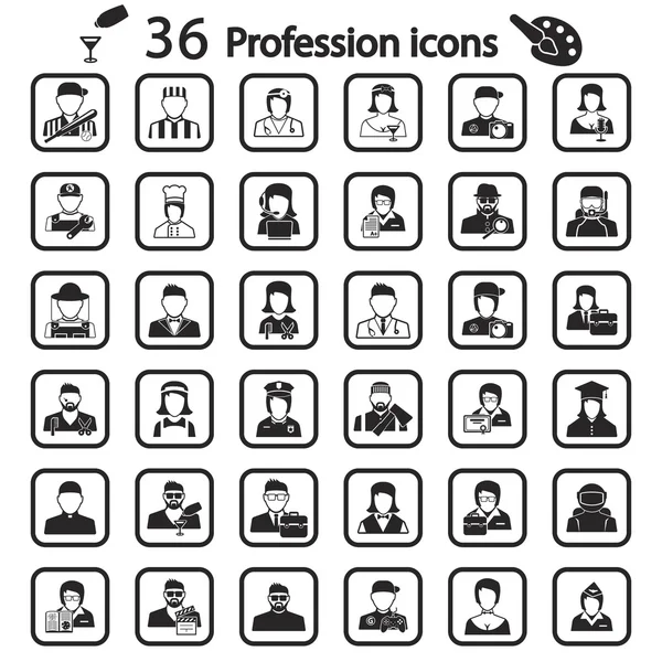 Grand ensemble d'icône de profession — Image vectorielle