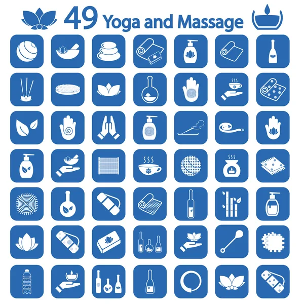Набор икон для йоги и массажа — стоковый вектор