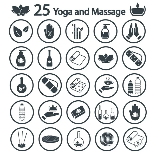 Conjunto de iconos de yoga y masaje — Archivo Imágenes Vectoriales